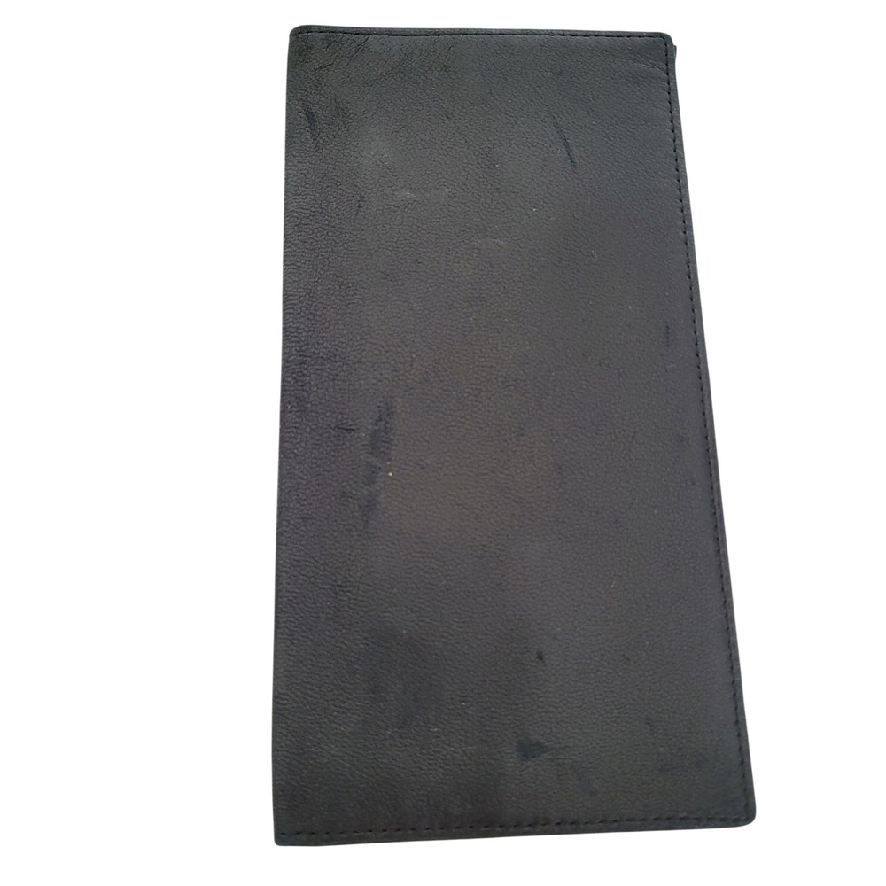Dunhill Paris Mens Black Soft Leather Long Bi-fold Wallet Card Holder 7x3 pocket